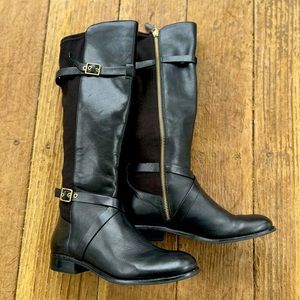 Cole Haan | Womens Black Leather Knee High Boots | Dorian Stretch Boots Size 6.5